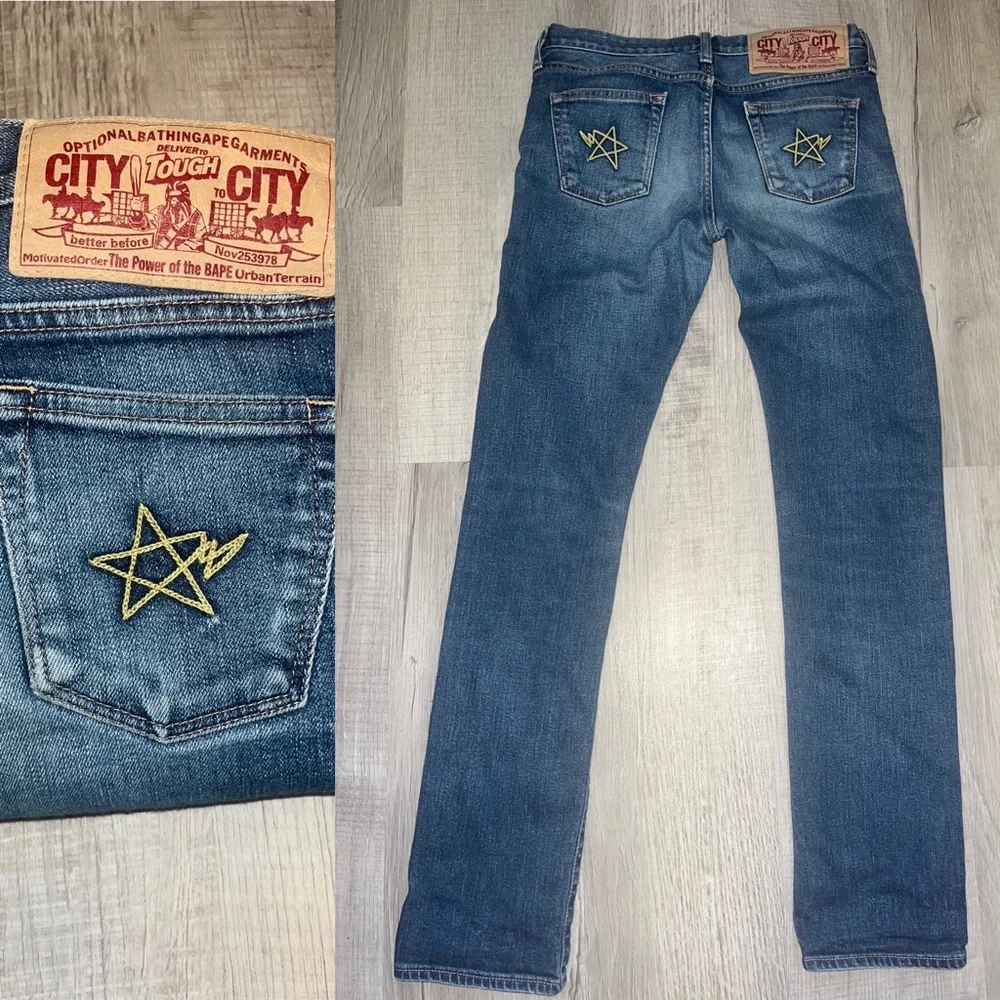 Host pick 💋 Rare! Vintage authentic Japan Bape Jeans A Bathing Ape women’s XS 2 - Picture 1 of 9